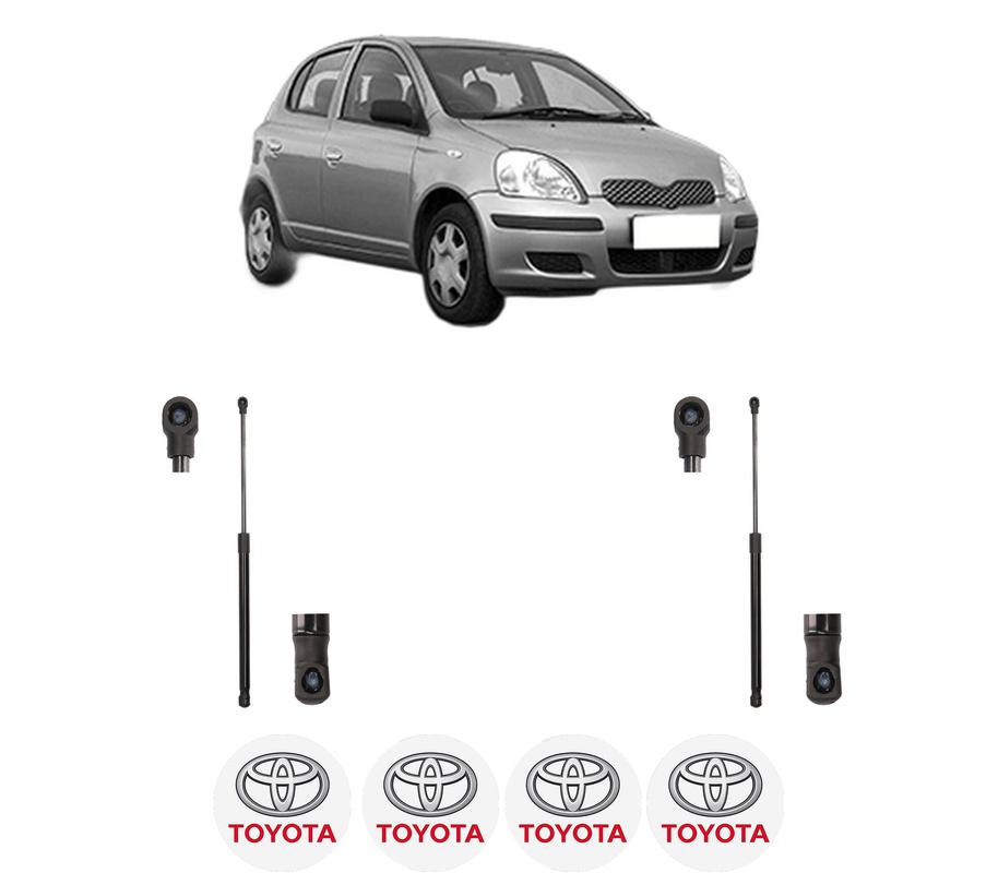 Set amortizoare portbagaj haion pentru TOYOTA YARIS (_P1_) din 1999-2005, 2 bucati, MAGNUM TECHNOLOGY, 4 stickere auto TOYOTA