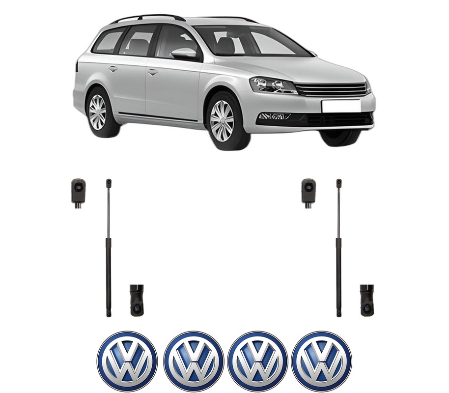 Set amortizoare portbagaj haion pentru VW PASSAT B7 Variant (365) din 2010-2015, 2 bucati, MAGNUM TECHNOLOGY, 4 stickere auto VW