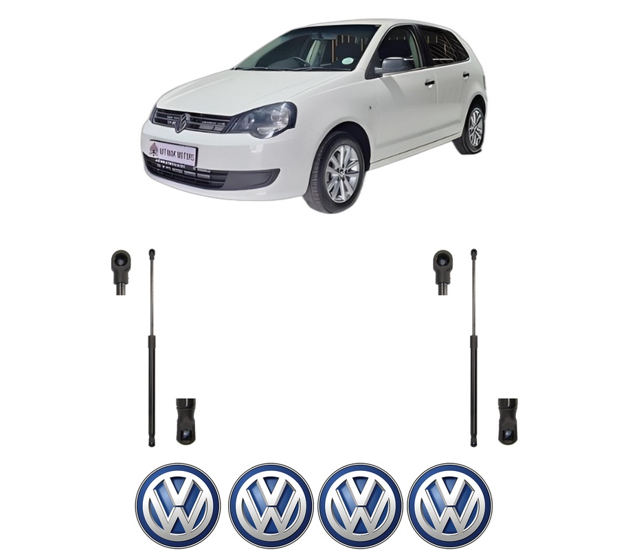 Set amortizoare portbagaj haion pentru VW POLO VIVO Hatchback (6S1, 6S3) din 2010-2019, 2 bucati, MAGNUM TECHNOLOGY, 4 stickere auto VW