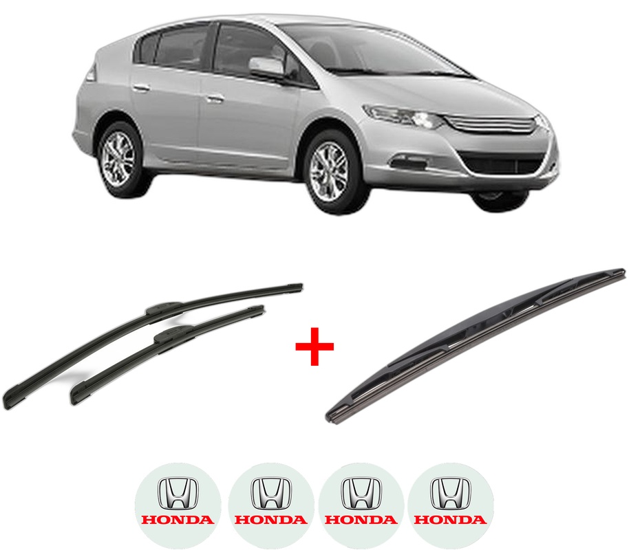 Set 3 stergatoare HONDA INSIGHT (ZE_) din 2009, pentru parbriz si luneta fata si spate auto, Bosch Twin, din cauciuc siliconat rezistent, 4 Stickere Auto HONDA