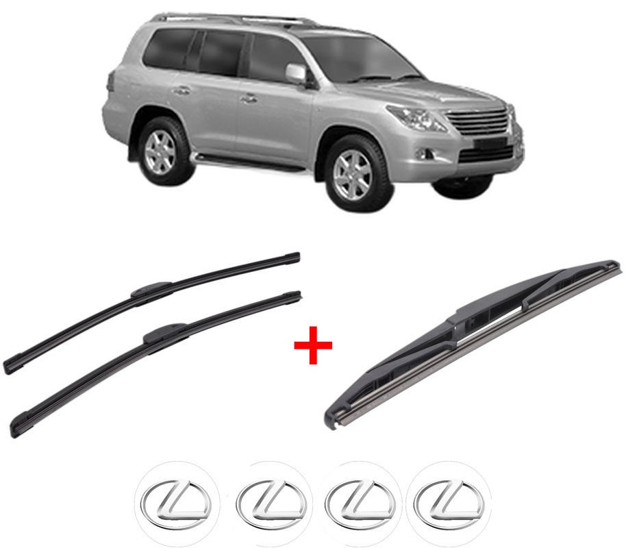 Set 3 stergatoare LEXUS LX (_J2_) din 2007, pentru parbriz si luneta fata si spate auto, Bosch Twin, din cauciuc siliconat rezistent, 4 Stickere Auto LEXUS