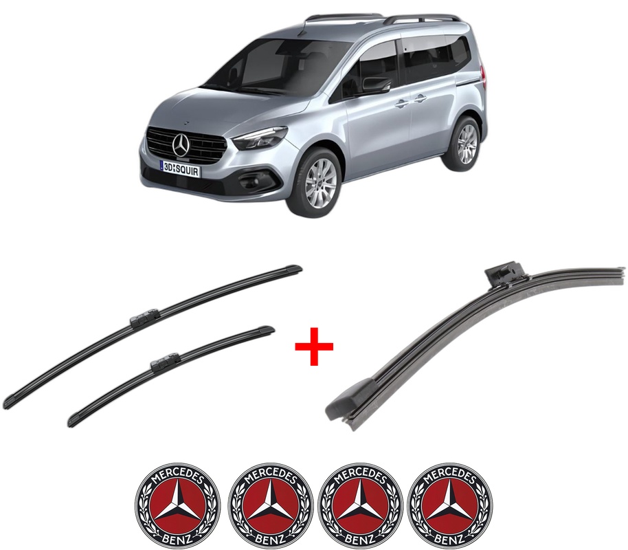 Set 3 stergatoare MERCEDES-BENZ CITAN Tourer (W420) din 2021, pentru parbriz si luneta fata si spate auto, Bosch Aerotwin, din cauciuc siliconat rezistent, 4 Stickere Auto MERCEDES-BENZ