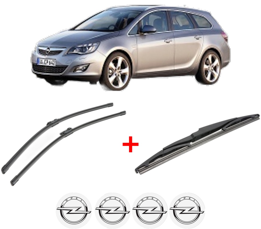 Set 3 stergatoare OPEL ASTRA J Sports Tourer (P10) din 2010 - 2015, pentru parbriz si luneta fata si spate auto, Bosch Twin, din cauciuc siliconat rezistent, 4 Stickere Auto OPEL