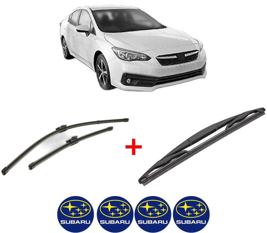 Set 3 stergatoare SUBARU IMPREZA Hatchback (GT_) din 2016, pentru parbriz si luneta fata si spate auto, Valeo Silencio, din cauciuc siliconat rezistent, 4 Stickere Auto SUBARU