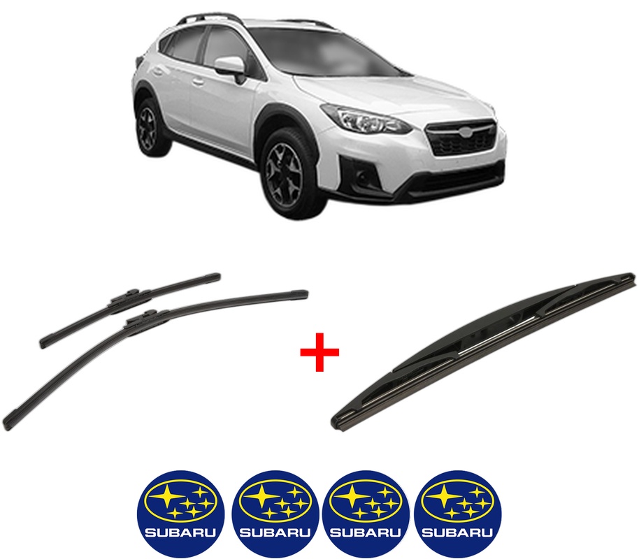 Set 3 stergatoare SUBARU XV (GT) din 2017, pentru parbriz si luneta fata si spate auto, Bosch Twin, din cauciuc siliconat rezistent, 4 Stickere Auto SUBARU