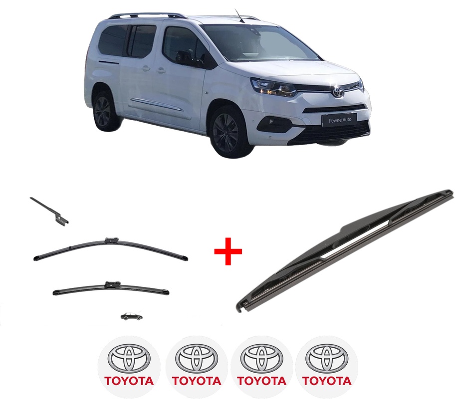Set 3 stergatoare TOYOTA PROACE CITY Box Body/MPV (BPZ_) din 2019 - 2024, pentru parbriz si luneta fata si spate auto, Valeo Silencio, din cauciuc siliconat rezistent, 4 Stickere Auto TOYOTA