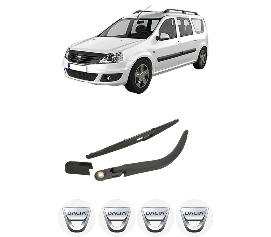 Set brat stergator spate cu lamela pentru DACIA LOGAN MCV II din 2013-2015, pentru spate, din cauciuc siliconat rezistent, Cri-Flo, 4 stickere auto DACIA