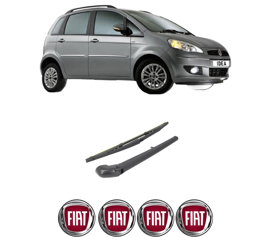 Set brat stergator spate cu lamela pentru FIAT IDEA (350_) din 2003-2012, pentru spate, din cauciuc siliconat rezistent, Cri-Flo, 4 stickere auto FIAT