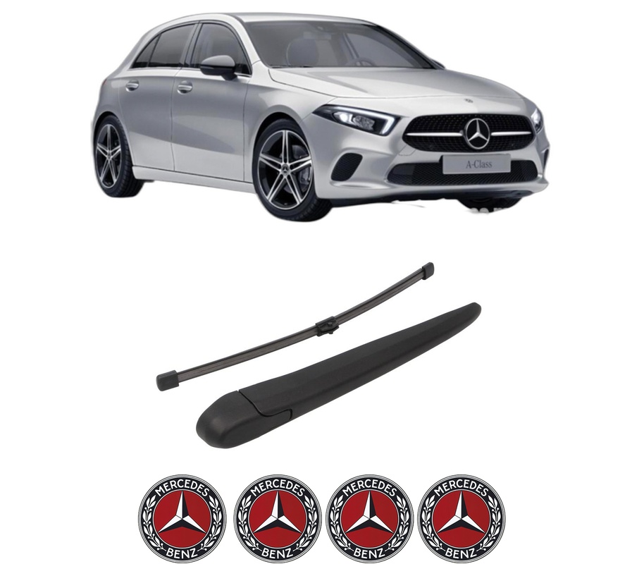 Set brat stergator spate cu lamela pentru MERCEDES-BENZ A-CLASS (W177) din 2018-2022, pentru spate, din cauciuc siliconat rezistent, Cri-Flo, 4 stickere auto MERCEDES-BENZ