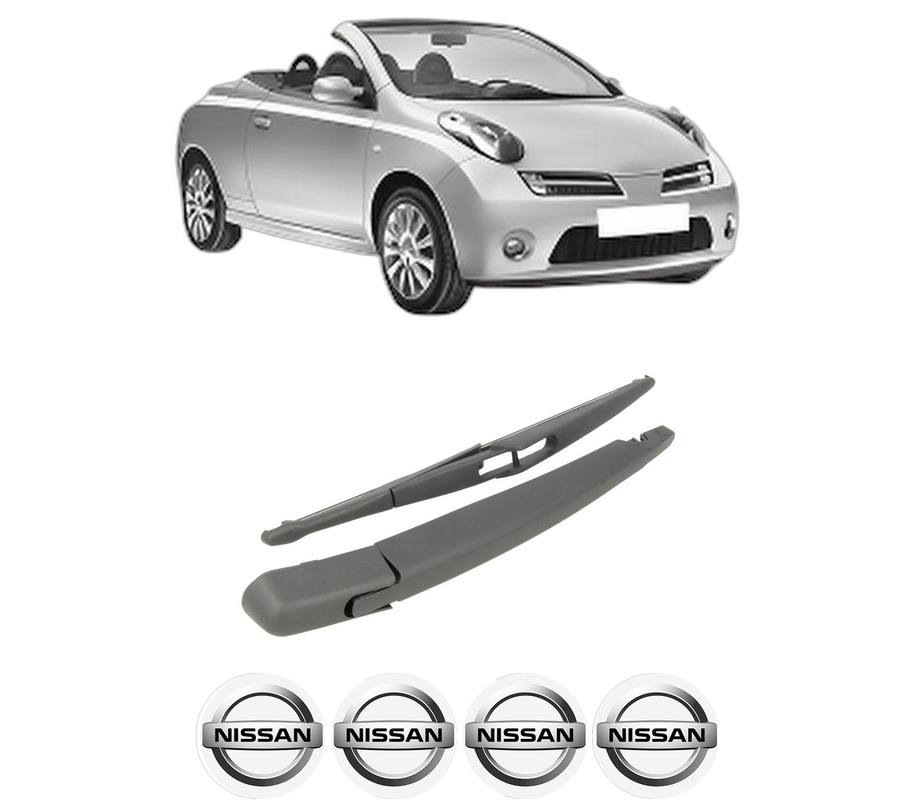 Set brat stergator spate cu lamela pentru NISSAN MICRA C+C III (K12) din 2005-2010, pentru spate, din cauciuc siliconat rezistent, Cri-Flo, 4 stickere auto NISSAN