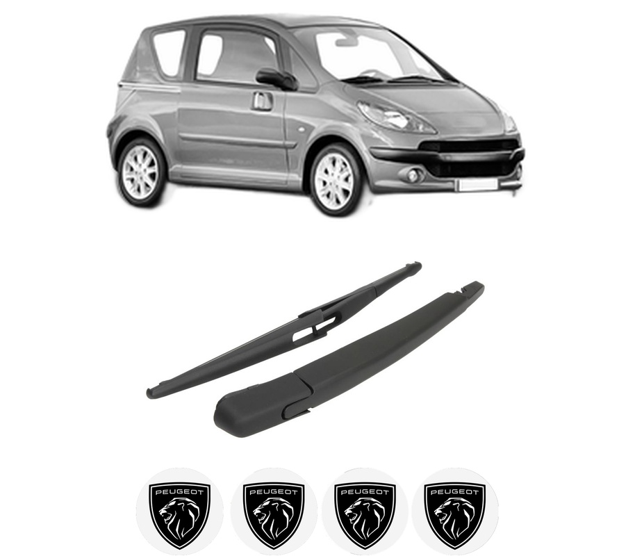 Set brat stergator spate cu lamela pentru PEUGEOT 1007 (KM_) din 2005-2007, pentru spate, din cauciuc siliconat rezistent, Cri-Flo, 4 stickere auto PEUGEOT
