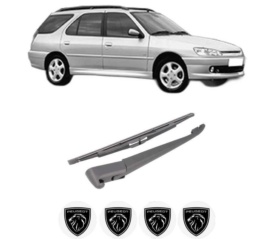 Set brat stergator spate cu lamela pentru PEUGEOT 306 Break (7E, N3, N5) din 1997-2002, pentru spate, din cauciuc siliconat rezistent, Cri-Flo, 4 stickere auto PEUGEOT