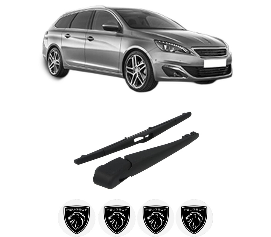 Set brat stergator spate cu lamela pentru PEUGEOT 308 SW II (LC_, LJ_, LR_, LX_, L4_) din 2014-2021, pentru spate, din cauciuc siliconat rezistent, Cri-Flo, 4 stickere auto PEUGEOT