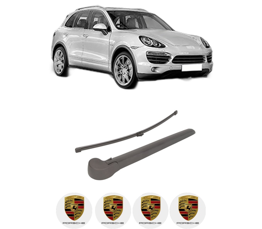 Set brat stergator spate cu lamela pentru PORSCHE CAYENNE (92A) din 2010-2018, pentru spate, din cauciuc siliconat rezistent, Cri-Flo, 4 stickere auto PORSCHE