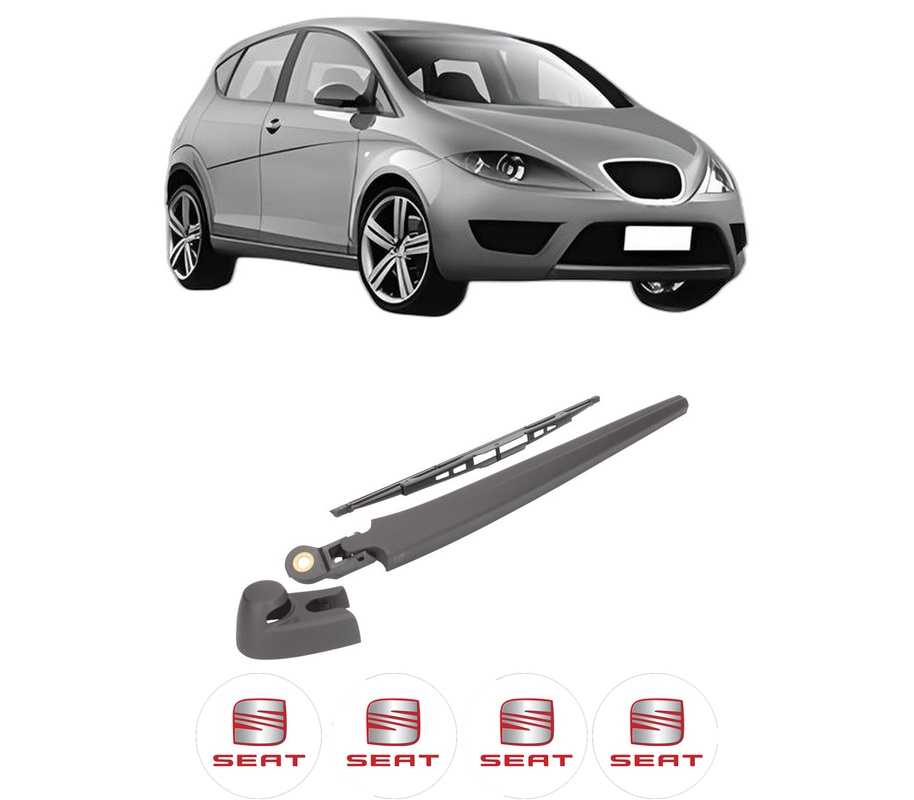 Set brat stergator spate cu lamela pentru SEAT ALTEA (5P1) din 2004-2015, pentru spate, din cauciuc siliconat rezistent, Cri-Flo, 4 stickere auto SEAT