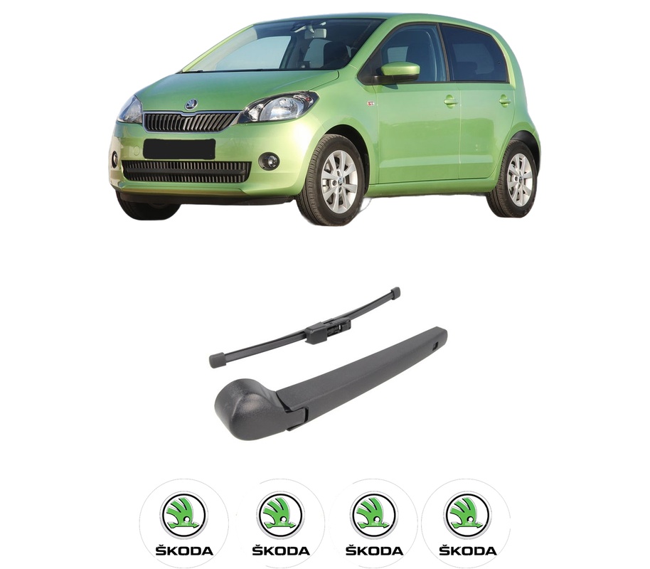 Set brat stergator spate cu lamela pentru SKODA CITIGO (NF1) din 2011-2019, pentru spate, din cauciuc siliconat rezistent, Cri-Flo, 4 stickere auto SKODA