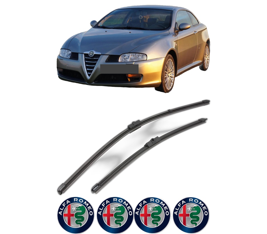 Set stergatoare auto ALFA ROMEO GT (937_) din 2003-2010, pentru parbriz auto, 2 bucati, Valeo Silencio Xtrm, din cauciuc siliconat rezistent, 4 Stickere Auto ALFA ROMEO