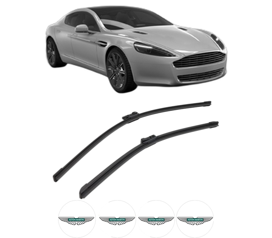 Set stergatoare auto ASTON MARTIN RAPIDE din 2010-2014, pentru parbriz auto, 2 bucati, Bosch Aerotwin, din cauciuc siliconat rezistent, 4 Stickere Auto ASTON MARTIN