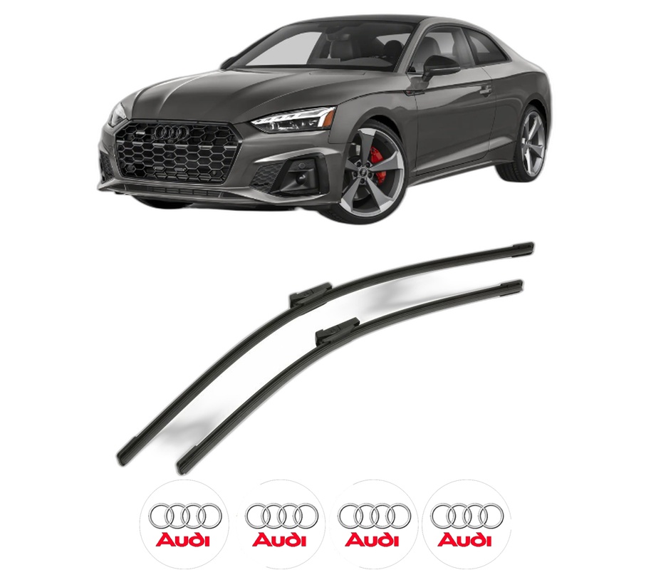 Set stergatoare auto AUDI A5 (FU2) din 2024, pentru parbriz auto, 2 bucati, Bosch Aerotwin, din cauciuc siliconat rezistent, 4 Stickere Auto AUDI