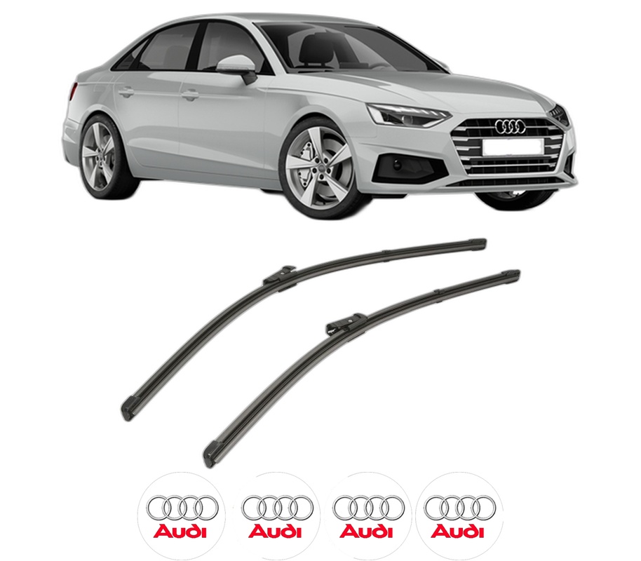 Set stergatoare auto AUDI A5 Sportback (F5A, F5F) din 2016-2021, pentru parbriz auto, 2 bucati, Valeo Silencio Xtrm, din cauciuc siliconat rezistent, 4 Stickere Auto AUDI
