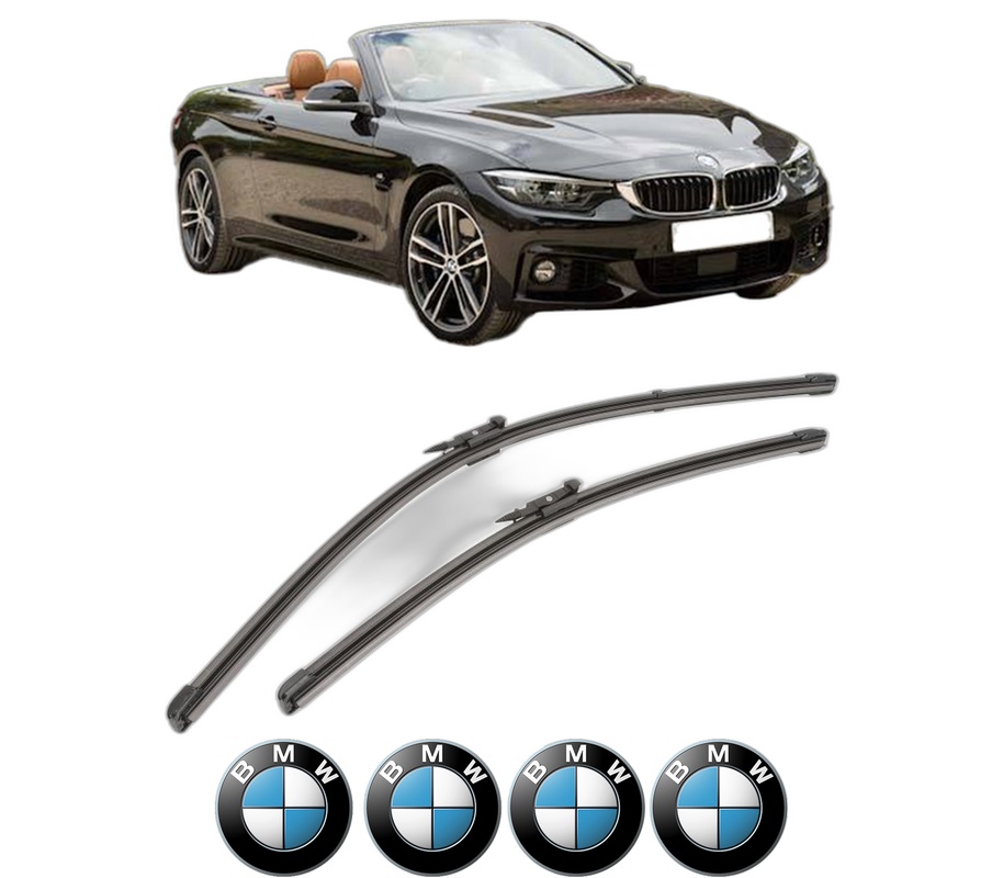 Set stergatoare auto BMW Seria 4 Convertible (F33, F83) din 2013-2020, pentru parbriz auto, 2 bucati, Valeo Silencio Xtrm, din cauciuc siliconat rezistent, 4 Stickere Auto BMW Seria
