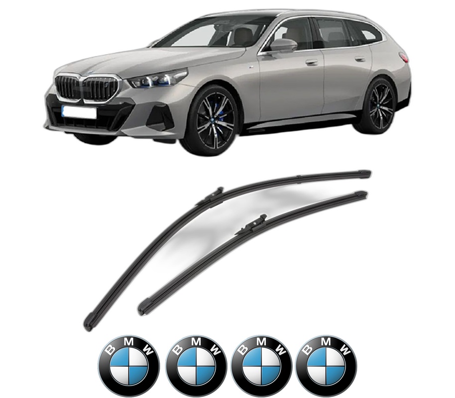 Set stergatoare auto BMW Seria 5 Touring (G61, G99) din 2024, pentru parbriz auto, 2 bucati, Valeo Silencio Xtrm, din cauciuc siliconat rezistent, 4 Stickere Auto BMW Seria