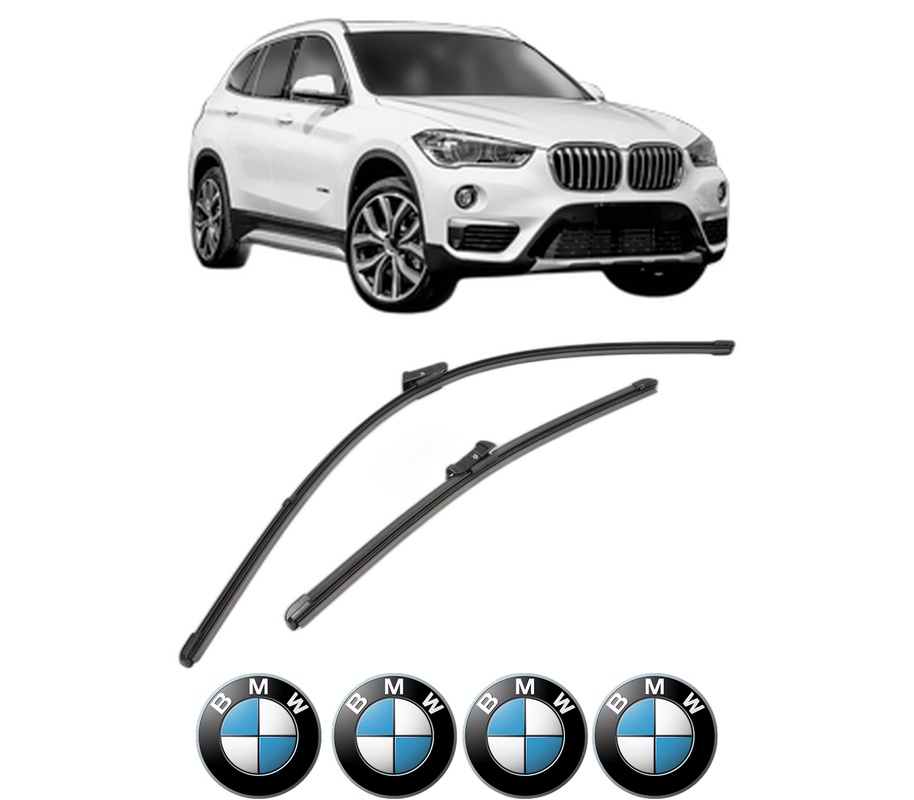Set stergatoare auto BMW Seria X1 Van (F48) din 2015-2022, pentru parbriz auto, 2 bucati, Valeo Silencio Xtrm, din cauciuc siliconat rezistent, 4 Stickere Auto BMW Seria