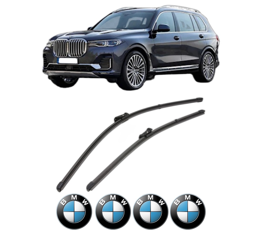 Set stergatoare auto BMW Seria X7 (G07) din 2019-2022, pentru parbriz auto, 2 bucati, Valeo Silencio Xtrm, din cauciuc siliconat rezistent, 4 Stickere Auto BMW Seria