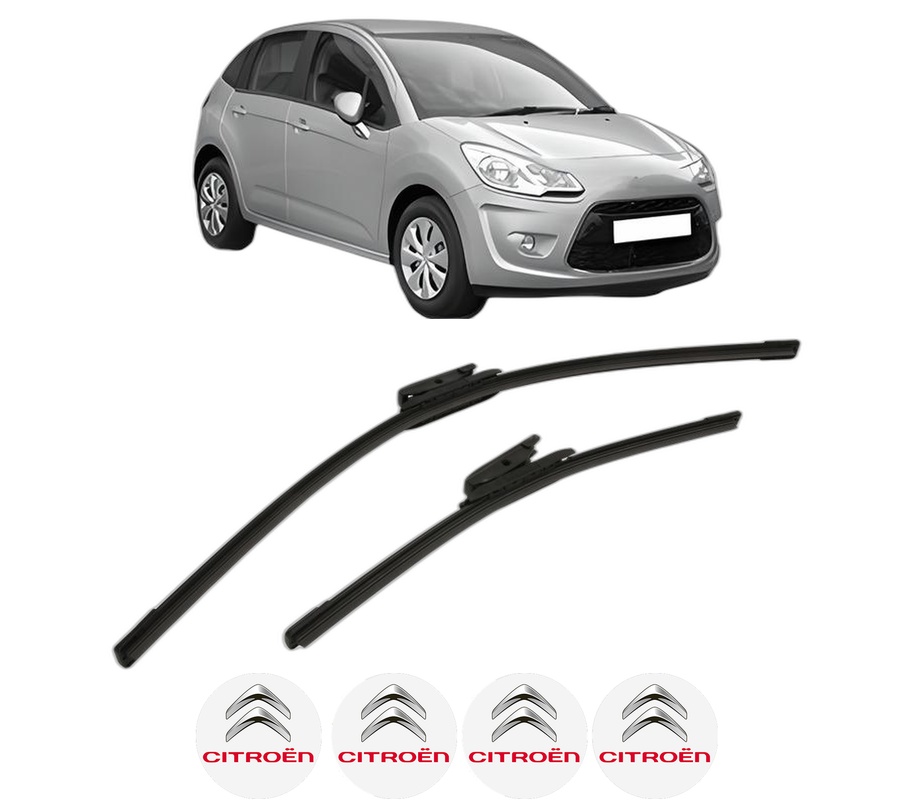 Set stergatoare auto CITROEN C3 II (SC_) din 2009-2016, pentru parbriz auto, 2 bucati, Bosch Aerotwin, din cauciuc siliconat rezistent, 4 Stickere Auto CITROEN