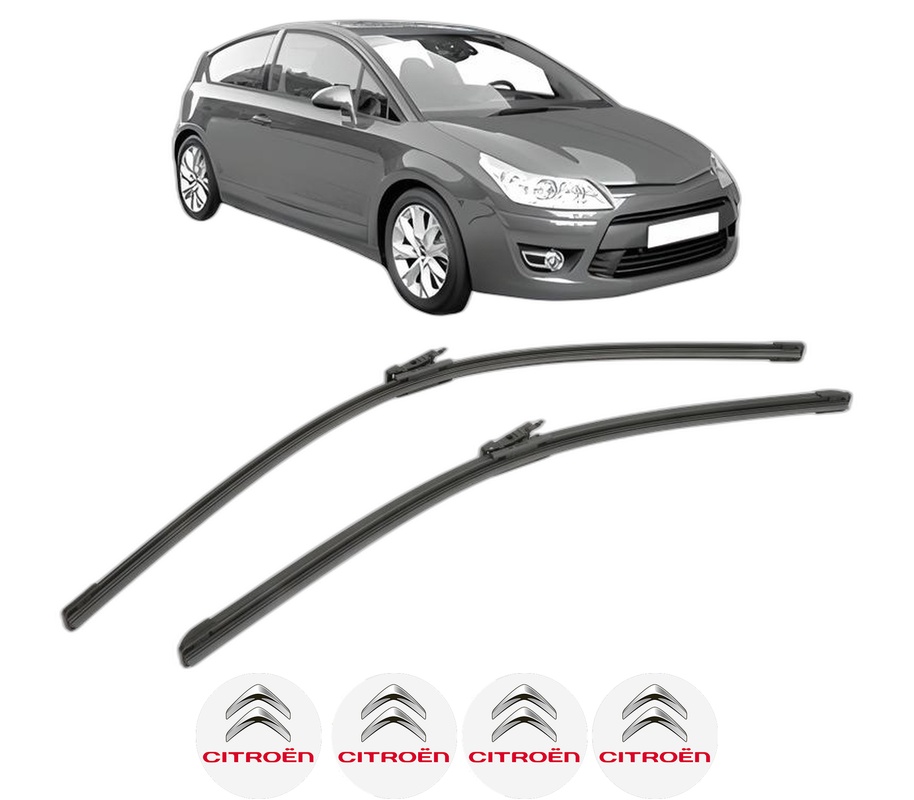 Set stergatoare auto CITROEN C4 Coupe (LA_) din 2004-2011, pentru parbriz auto, 2 bucati, Bosch Aerotwin, din cauciuc siliconat rezistent, 4 Stickere Auto CITROEN