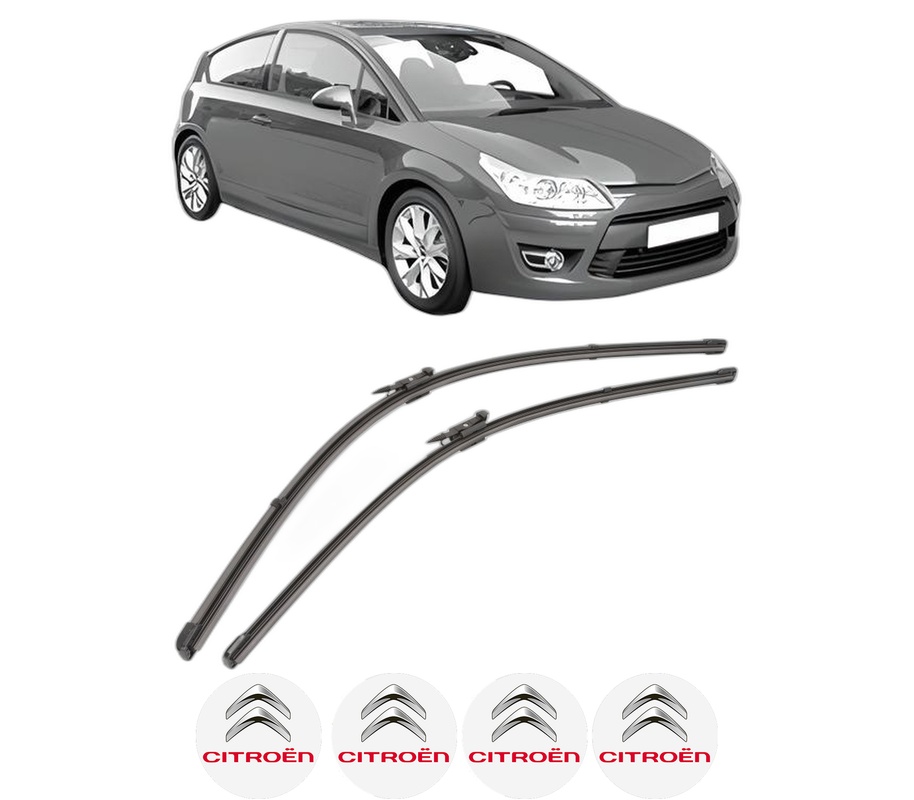 Set stergatoare auto CITROEN C4 Coupe (LA_) din 2004-2011, pentru parbriz auto, 2 bucati, Valeo Silencio Xtrm, din cauciuc siliconat rezistent, 4 Stickere Auto CITROEN