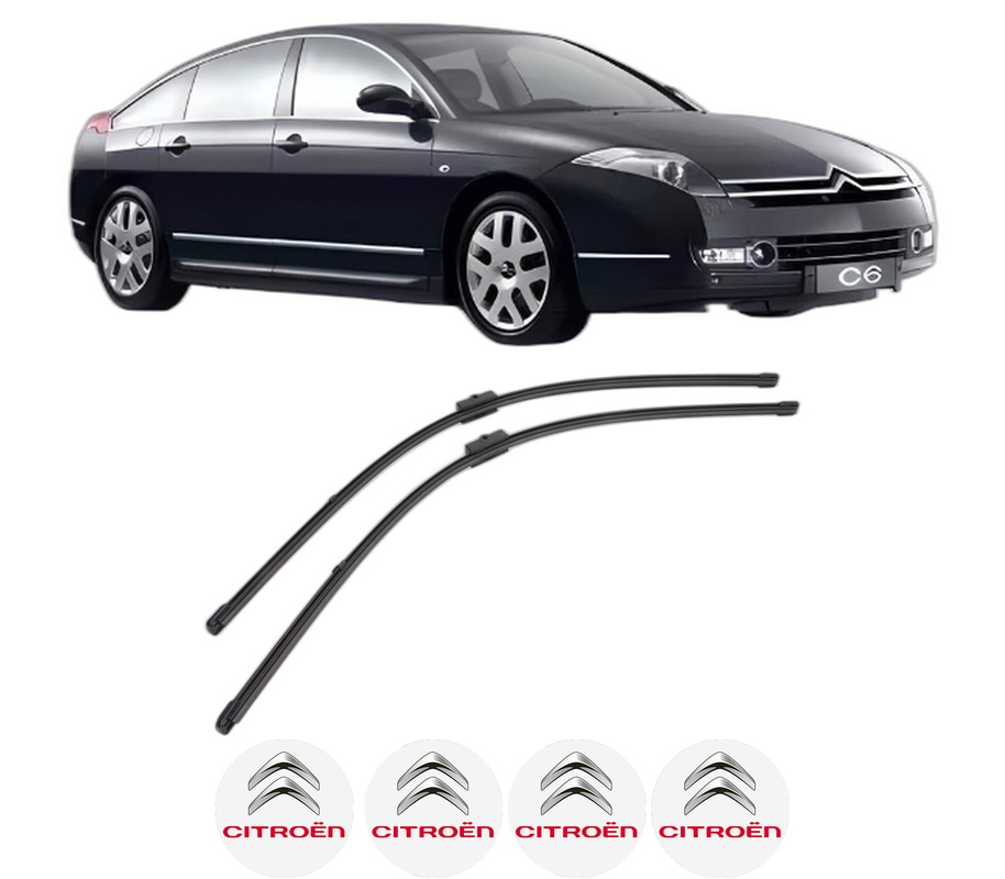 Set stergatoare auto CITROEN C6 (TD_) din 2005-2012, pentru parbriz auto, 2 bucati, Valeo Silencio Xtrm, din cauciuc siliconat rezistent, 4 Stickere Auto CITROEN