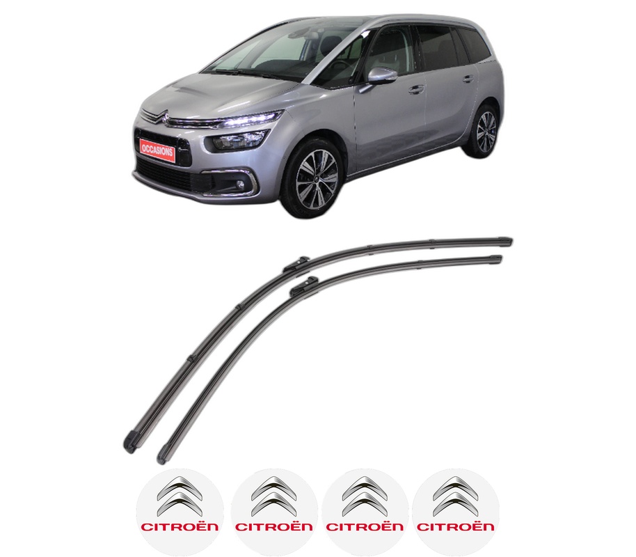 Set stergatoare auto CITROEN GRAND C4 SPACETOURER (3A_, 3E_) din 2018-2019, pentru parbriz auto, 2 bucati, Valeo Silencio Xtrm, din cauciuc siliconat rezistent, 4 Stickere Auto CITROEN