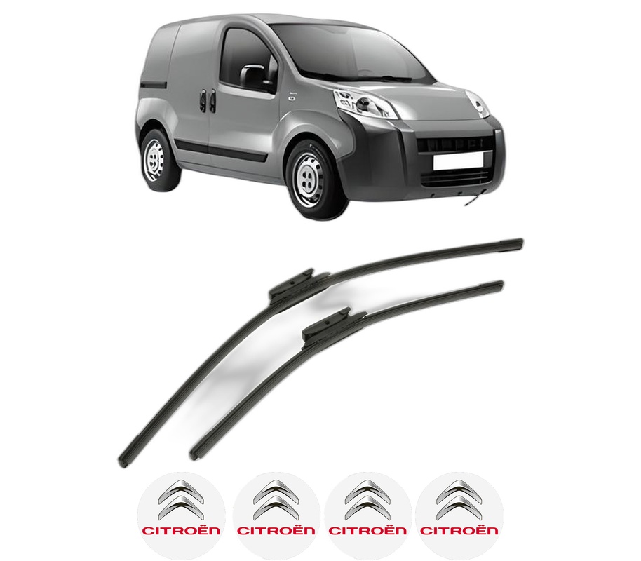 Set stergatoare auto CITROEN NEMO Box Body/MPV (AA_) din 2008-2010, pentru parbriz auto, 2 bucati, Bosch Aerotwin, din cauciuc siliconat rezistent, 4 Stickere Auto CITROEN