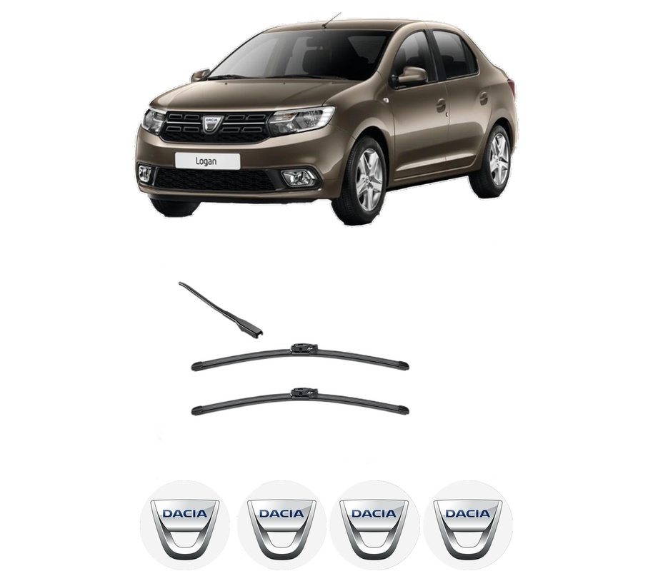Set stergatoare auto DACIA LOGAN III (3K_) din 2021, pentru parbriz auto, 2 bucati, Valeo Silencio, din cauciuc siliconat rezistent, 4 Stickere Auto DACIA