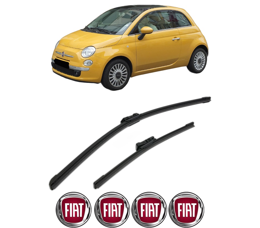 Set stergatoare auto FIAT 500 C (312_) din 2009-2020, pentru parbriz auto, 2 bucati, Bosch Aerotwin, din cauciuc siliconat rezistent, 4 Stickere Auto FIAT