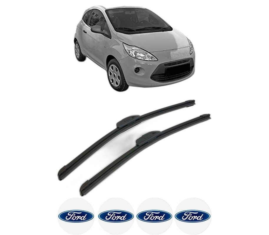 Set stergatoare auto FORD KA din 2008, pentru parbriz auto, 2 bucati, Bosch Aerotwin Retrofit, din cauciuc siliconat rezistent, 4 Stickere Auto FORD