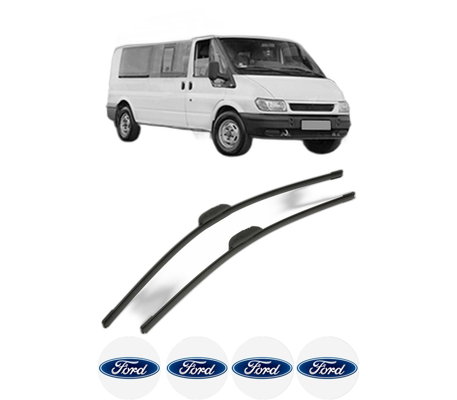 Set stergatoare auto FORD TRANSIT Bus (FD_ _, FB_ _, FS_ _, FZ_ _, FC_ _) din 2000-2011, pentru parbriz auto, 2 bucati, Bosch Aerotwin Retrofit, din cauciuc siliconat rezistent, 4 Stickere Auto FORD