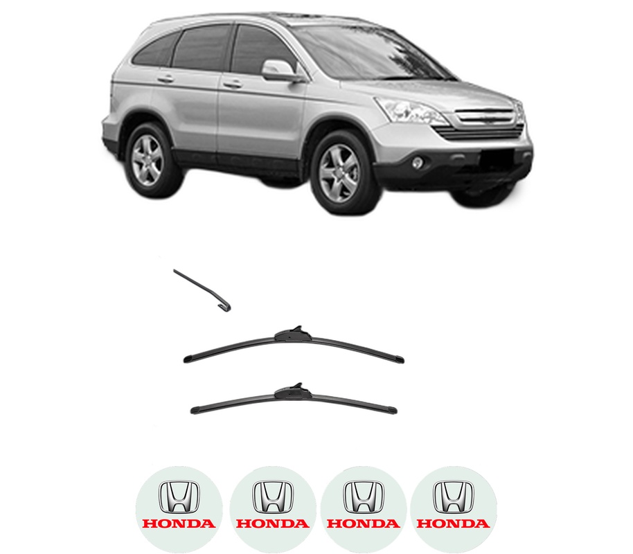 Set stergatoare auto HONDA CR-V III (RE_) din 2006-2009, pentru parbriz auto, 2 bucati, Valeo Silencio, din cauciuc siliconat rezistent, 4 Stickere Auto HONDA