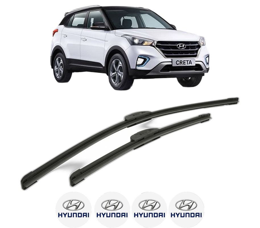 Set stergatoare auto HYUNDAI CRETA din 2016, pentru parbriz auto, 2 bucati, Bosch Aerotwin Retrofit, din cauciuc siliconat rezistent, 4 Stickere Auto HYUNDAI
