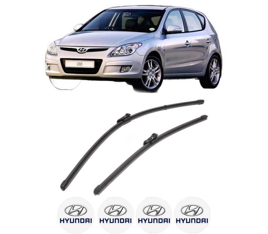 Set stergatoare auto HYUNDAI i30 Estate (FD) din 2007-2012, pentru parbriz auto, 2 bucati, Valeo Silencio Xtrm, din cauciuc siliconat rezistent, 4 Stickere Auto HYUNDAI