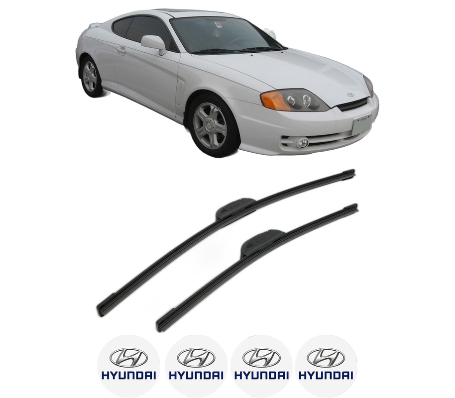 Set stergatoare auto HYUNDAI TIBURON Coupe din 1996-2006, pentru parbriz auto, 2 bucati, Bosch Aerotwin Retrofit, din cauciuc siliconat rezistent, 4 Stickere Auto HYUNDAI