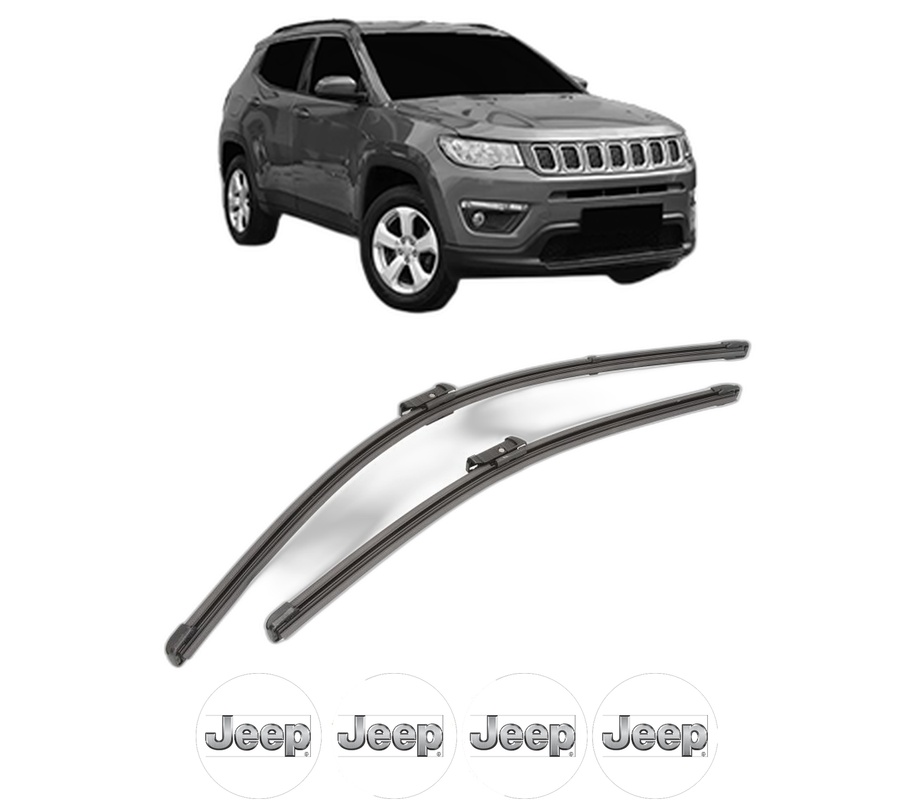 Set stergatoare auto JEEP COMPASS (MP, M6, MV, M7) din 2016-2022, pentru parbriz auto, 2 bucati, Valeo Silencio Xtrm, din cauciuc siliconat rezistent, 4 Stickere Auto JEEP