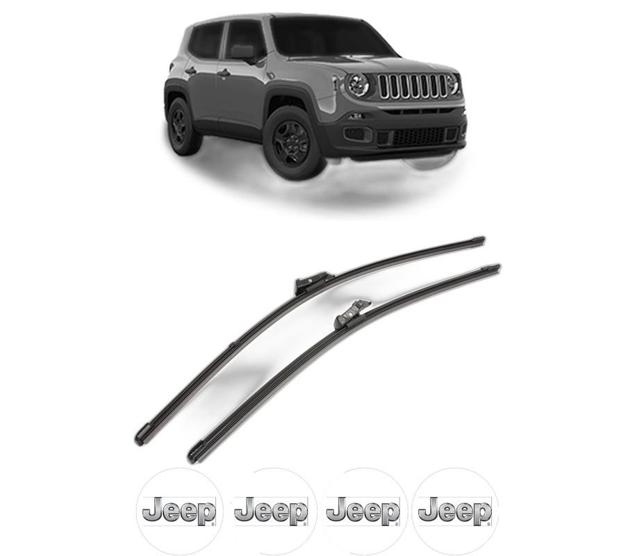 Set stergatoare auto JEEP RENEGADE VAN (BU, B1) din 2014-2018, pentru parbriz auto, 2 bucati, Valeo Silencio Xtrm, din cauciuc siliconat rezistent, 4 Stickere Auto JEEP