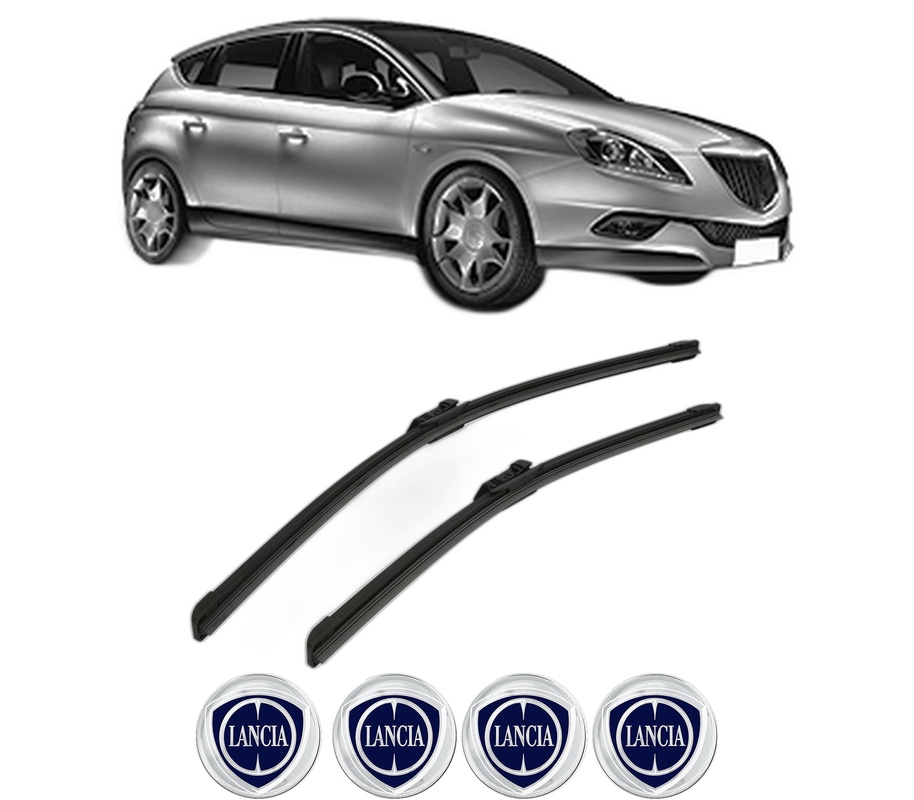 Set stergatoare auto LANCIA DELTA III (844_) din 2008-2014, pentru parbriz auto, 2 bucati, Bosch Aerotwin, din cauciuc siliconat rezistent, 4 Stickere Auto LANCIA
