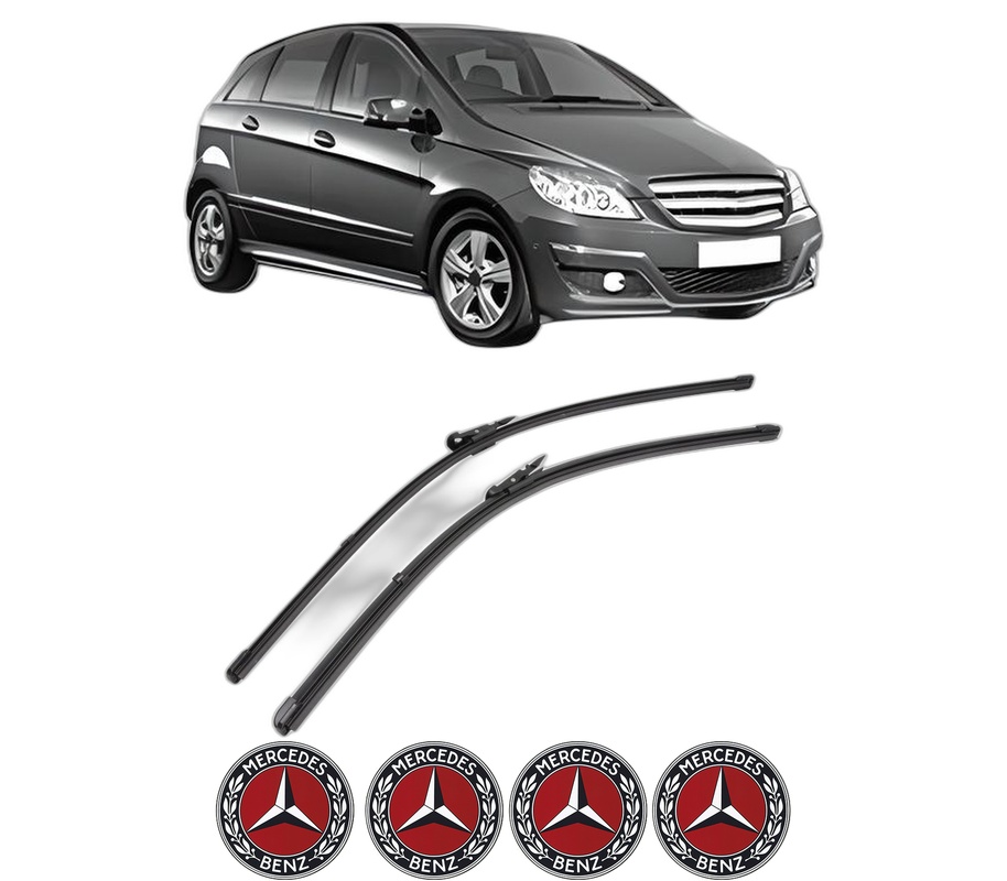 Set stergatoare auto MERCEDES-BENZ B-CLASS Sports Tourer (W245) din 2005-2011, pentru parbriz auto, 2 bucati, Valeo Silencio Xtrm, din cauciuc siliconat rezistent, 4 Stickere Auto MERCEDES-BENZ