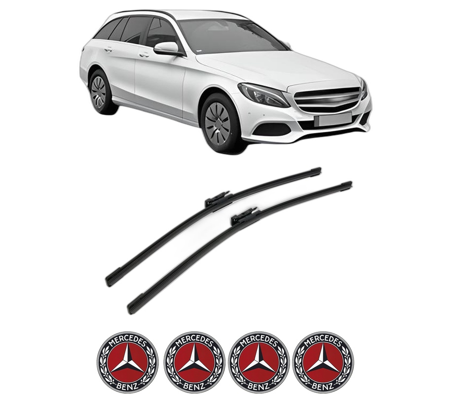 Set stergatoare auto MERCEDES-BENZ C-CLASS T-Model (S205) din 2014-2021, pentru parbriz auto, 2 bucati, Bosch Aerotwin, din cauciuc siliconat rezistent, 4 Stickere Auto MERCEDES-BENZ