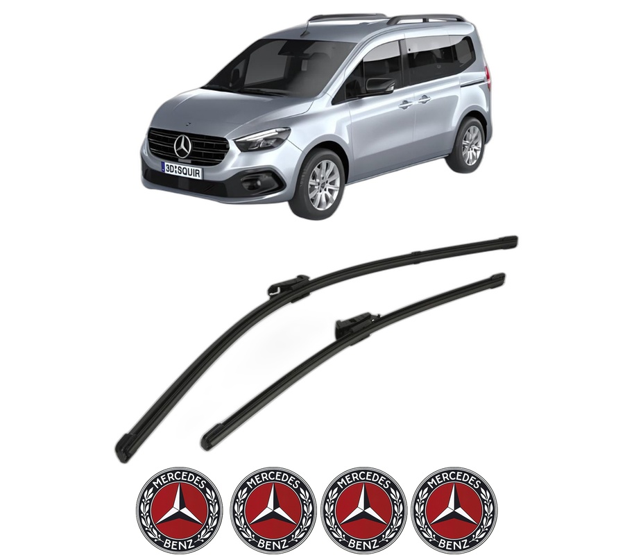 Set stergatoare auto MERCEDES-BENZ CITAN Tourer (W420) din 2021-2023, pentru parbriz auto, 2 bucati, Valeo Silencio, din cauciuc siliconat rezistent, 4 Stickere Auto MERCEDES-BENZ