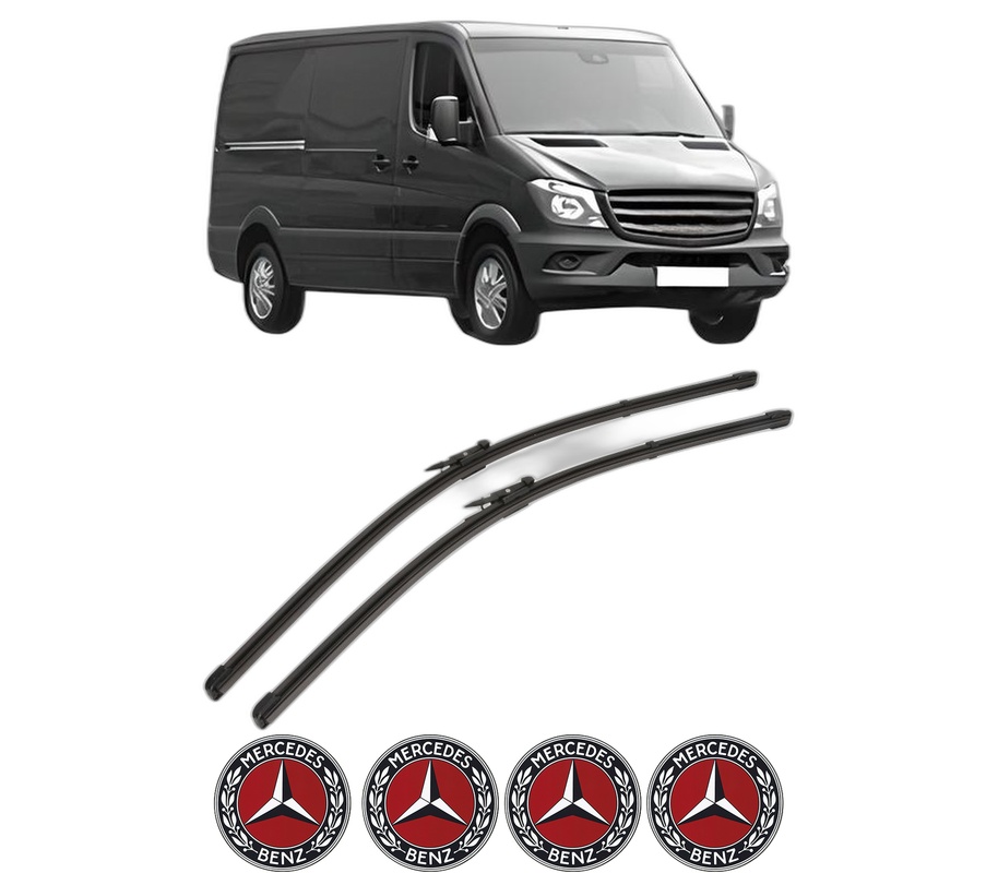 Set stergatoare auto MERCEDES-BENZ SPRINTER 4,6-t Van (B906) din 2006-2018, pentru parbriz auto, 2 bucati, Valeo Silencio Xtrm, din cauciuc siliconat rezistent, 4 Stickere Auto MERCEDES-BENZ