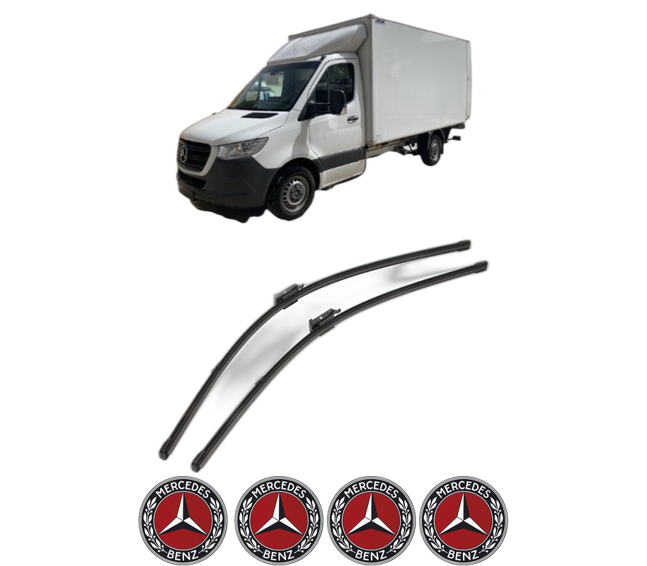 Set stergatoare auto MERCEDES-BENZ SPRINTER 5-t Platform/Chassis (B907) din 2018-2022, pentru parbriz auto, 2 bucati, Valeo Silencio Xtrm, din cauciuc siliconat rezistent, 4 Stickere Auto MERCEDES-BENZ